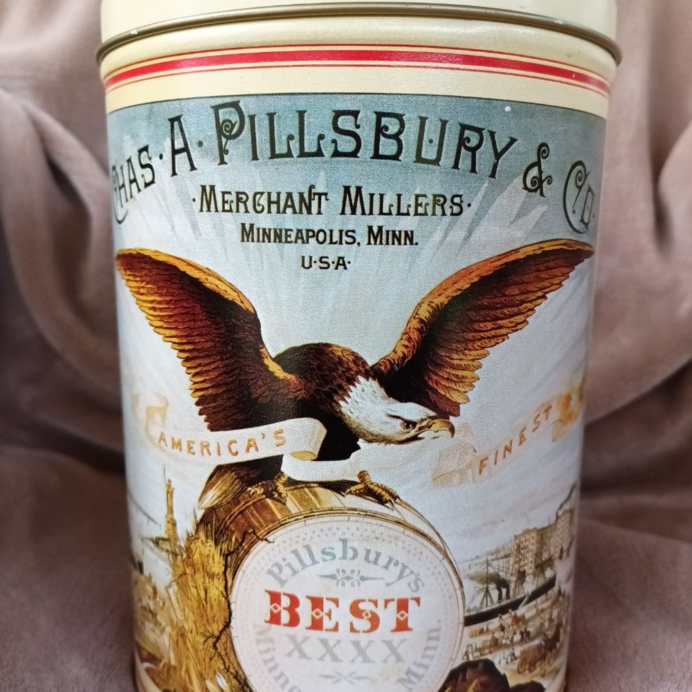 VTG 1982 Tall Flour Tin Chas. A. Pillsbury & Co Best XXXX Merchant Millers USA